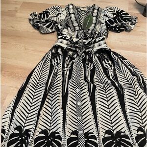 Farm Rio blackOff-White Maxi Dress
